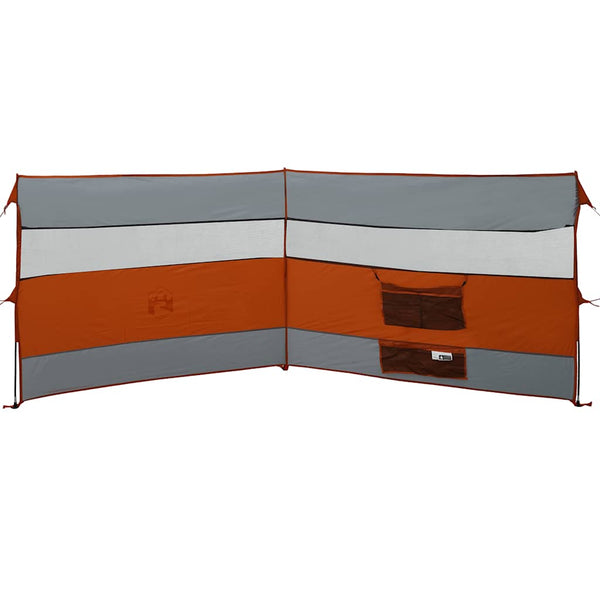Camping Windbreak Harmaa ja oranssi 340x130 cm Vedenpitävä