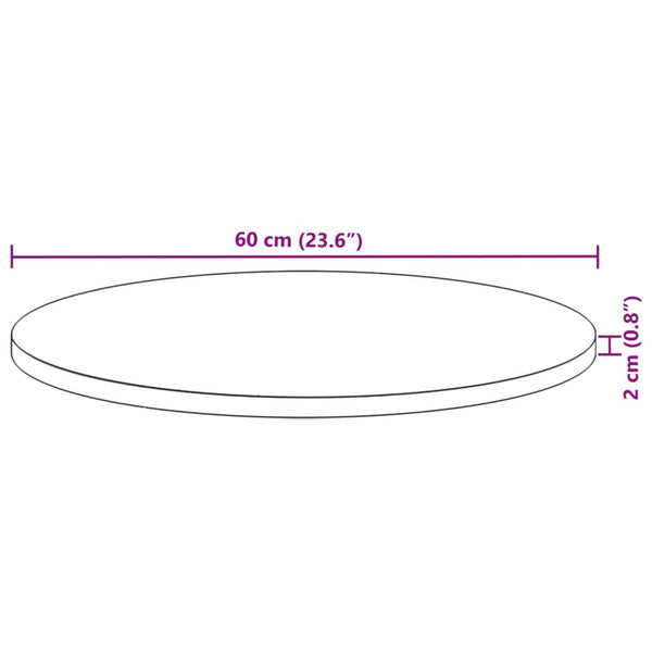Pöytälevy pyöreä Ø60x2 cm täysi akasiapuu