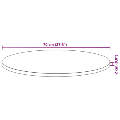 Pöytälevy pyöreä Ø70x2 cm täysi akasiapuu