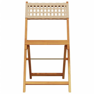 3-osainen Bistrosarja beige polyrottinki ja täysi akasiapuu