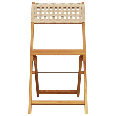 3-osainen Bistrosarja beige polyrottinki ja täysi akasiapuu
