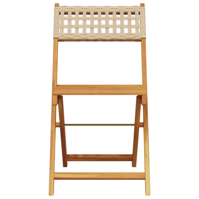 3-osainen Bistrosarja beige polyrottinki ja täysi akasiapuu