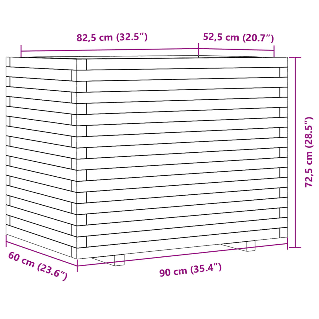 Puutarhakukkalaatikko Dilaver 90x60x72,5cm (mänty)