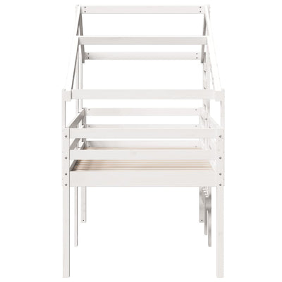 Valkoinen korotettu sänky katoksella Varasciuc 80x200cm (mänty)