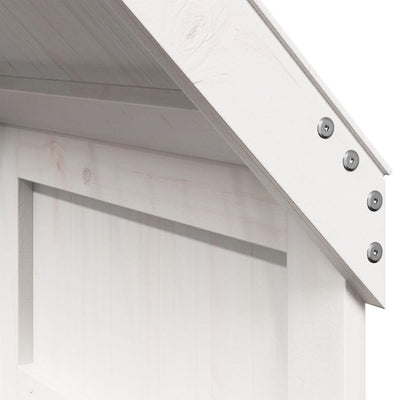 Valkoinen korotettu sänky katoksella Sandus 80x200cm (mänty)