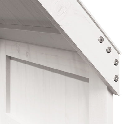 Valkoinen korotettu sänky katoksella Sandus 90x200cm (mänty)