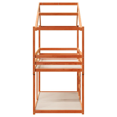 Vahanruskea kerrossänky katoksella Ramayana 80x200cm (mänty)