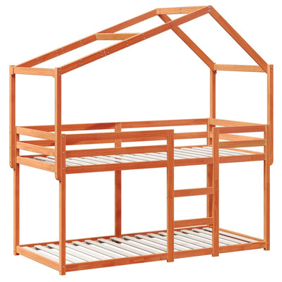 Vahanruskea kerrossänky katolla Ramayana 75x190cm (mänty)