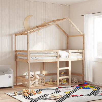 Parvisänky tikkailla ja katoksella Jessi 90x200cm (mänty)