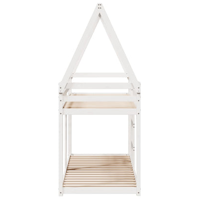 Valkoinen kerrossänky katolla Candrea 75x190cm (mänty)