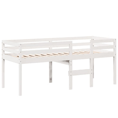 Korotettu sänky katolla valkoinen 75x190 cm täysi mänty