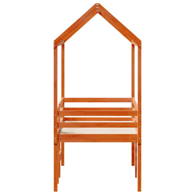 Vahanruskea korotettu sänky katoksella Aurelta 90x200cm (mänty)