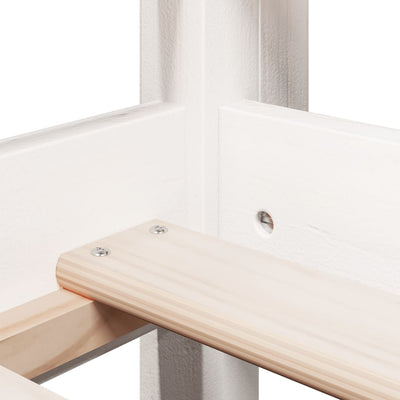 Valkoinen korotettu sänky katoksella Aurelta 80x200cm (mänty)