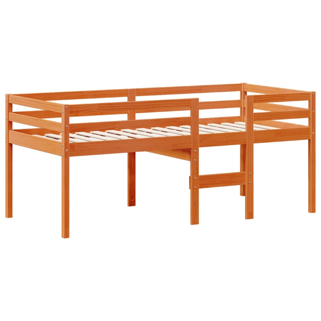Vahanruskea korotettu sänky katolla Aurelta 80x200cm (mänty)
