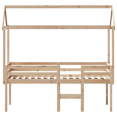 Korotettu sänky katolla 75x190 cm täysi mänty