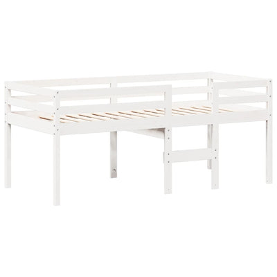 Korotettu sänky katolla valkoinen 75x190 cm täysi mänty