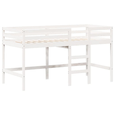 Parvisänky tikkailla ja katoksella valk. 90x200 cm täysi mänty