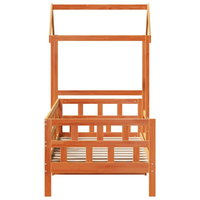 Vahanruskea sohvasänky katoksella Gadina 80x200cm (mänty)