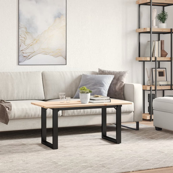 Sohvapöytä O-runko 100x50x45 cm täysi mänty ja terästä
