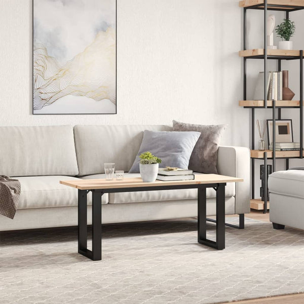Sohvapöytä O-runko 110x40x45 cm täysi mänty ja terästä