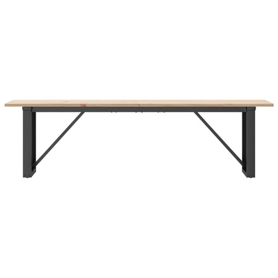 Sohvapöytä O-runko 160x40x45 cm täysi mänty ja valurauta