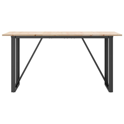 Ruokapöytä O-runko 140x80x75 cm täysi mänty ja valurauta