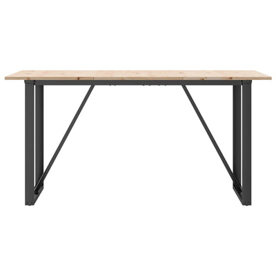 Ruokapöytä O-runko 160x80x75 cm täysi mänty ja valurauta