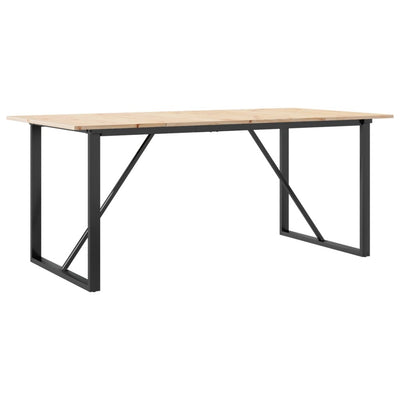 Ruokapöytä O-runko 180x90x75 cm täysi mänty ja valurauta
