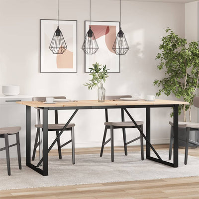 Ruokapöytä O-runko 180x90x75 cm täysi mänty ja valurauta