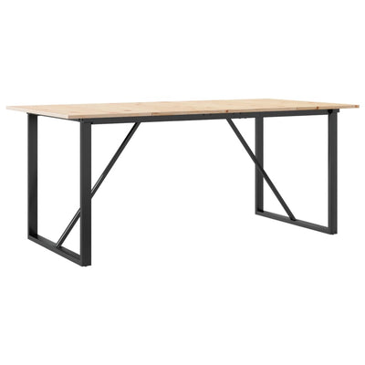 Ruokapöytä O-runko 180x90x75 cm täysi mänty ja valurauta