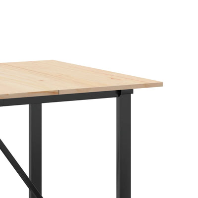 Ruokapöytä O-runko 180x90x75 cm täysi mänty ja valurauta