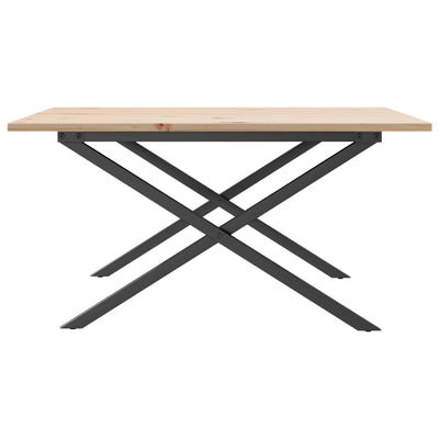 Sohvapöytä X-runko 80x80x45 cm täysi mänty ja valurauta