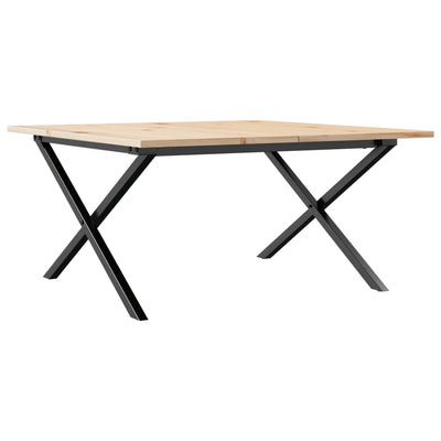 Sohvapöytä X-runko 90x90x45 cm täysi mänty ja valurauta