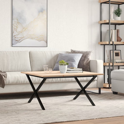 Sohvapöytä X-runko 90x90x45 cm täysi mänty ja valurauta
