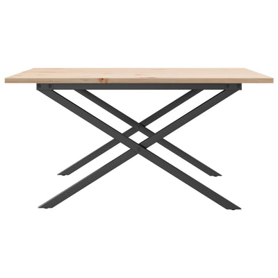 Sohvapöytä X-runko 90x90x45 cm täysi mänty ja valurauta