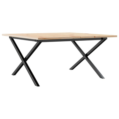Sohvapöytä X-runko 90x90x45 cm täysi mänty ja valurauta