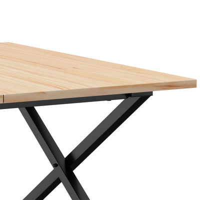 Sohvapöytä X-runko 90x90x45 cm täysi mänty ja valurauta