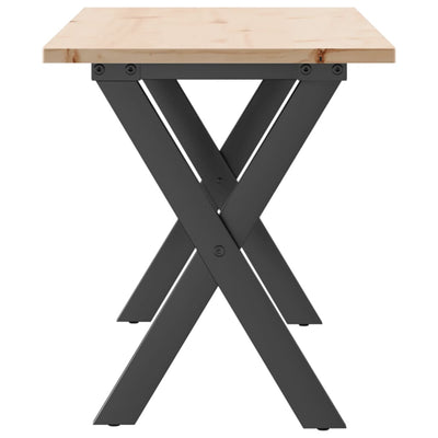 Sohvapöytä X-runko 110x40x45 cm täysi mänty ja valurauta
