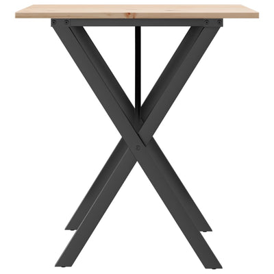 Ruokapöytä X-runko 70x70x75 cm täysi mänty ja valurauta