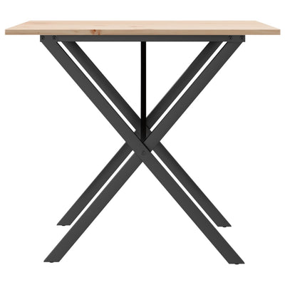 Ruokapöytä X-runko 90x90x75 cm täysi mänty ja valurauta