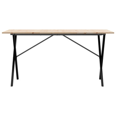 Ruokapöytä X-runko 140x80x75 cm täysi mänty ja valurauta