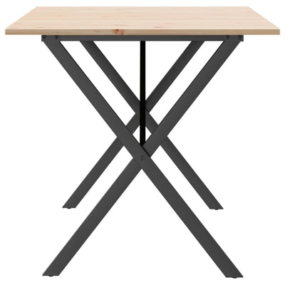 Ruokapöytä X-runko 140x80x75 cm täysi mänty ja valurauta