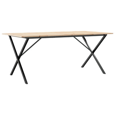 Ruokapöytä X-runko 180x90x75 cm täysi mänty ja valurauta