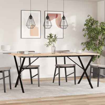 Ruokapöytä X-runko 180x90x75 cm täysi mänty ja valurauta