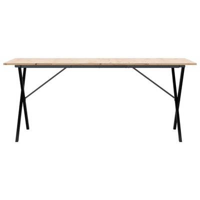 Ruokapöytä X-runko 180x90x75 cm täysi mänty ja valurauta