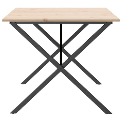 Ruokapöytä X-runko 180x90x75 cm täysi mänty ja valurauta