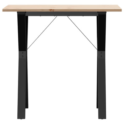 Ruokapöytä Y-runko 80x50x75 cm täysi mänty ja valurauta