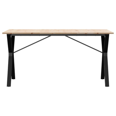Ruokapöytä Y-runko 140x80x75 cm täysi mänty ja valurauta
