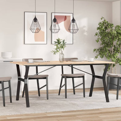 Ruokapöytä Y-runko 180x90x75 cm täysi mänty ja valurauta