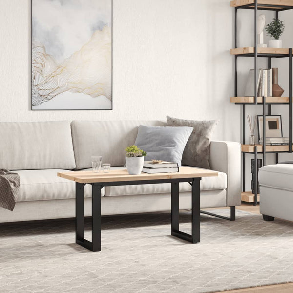Sohvapöytä O-runko 100x50x45,5 cm täysi mänty ja terästä